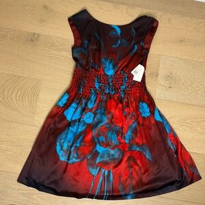 Jessica Simpson Fit & Flare, Red & Blue Floral, Crinoline Lining Dress